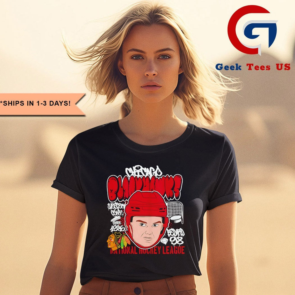 Connor Bedard big head Chicago Blackhawks NHL cartoon shirt