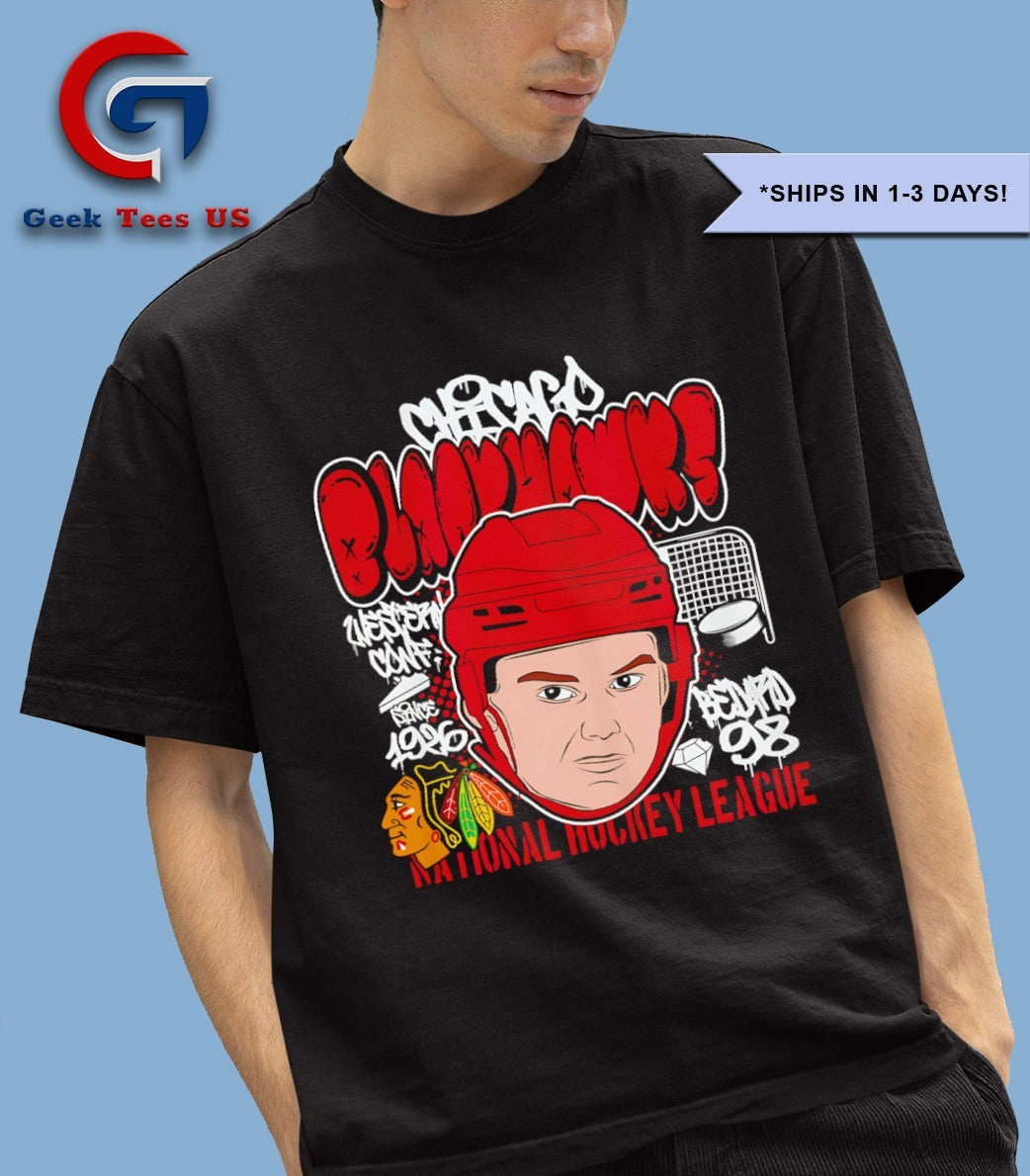 Connor Bedard big head Chicago Blackhawks NHL cartoon shirt