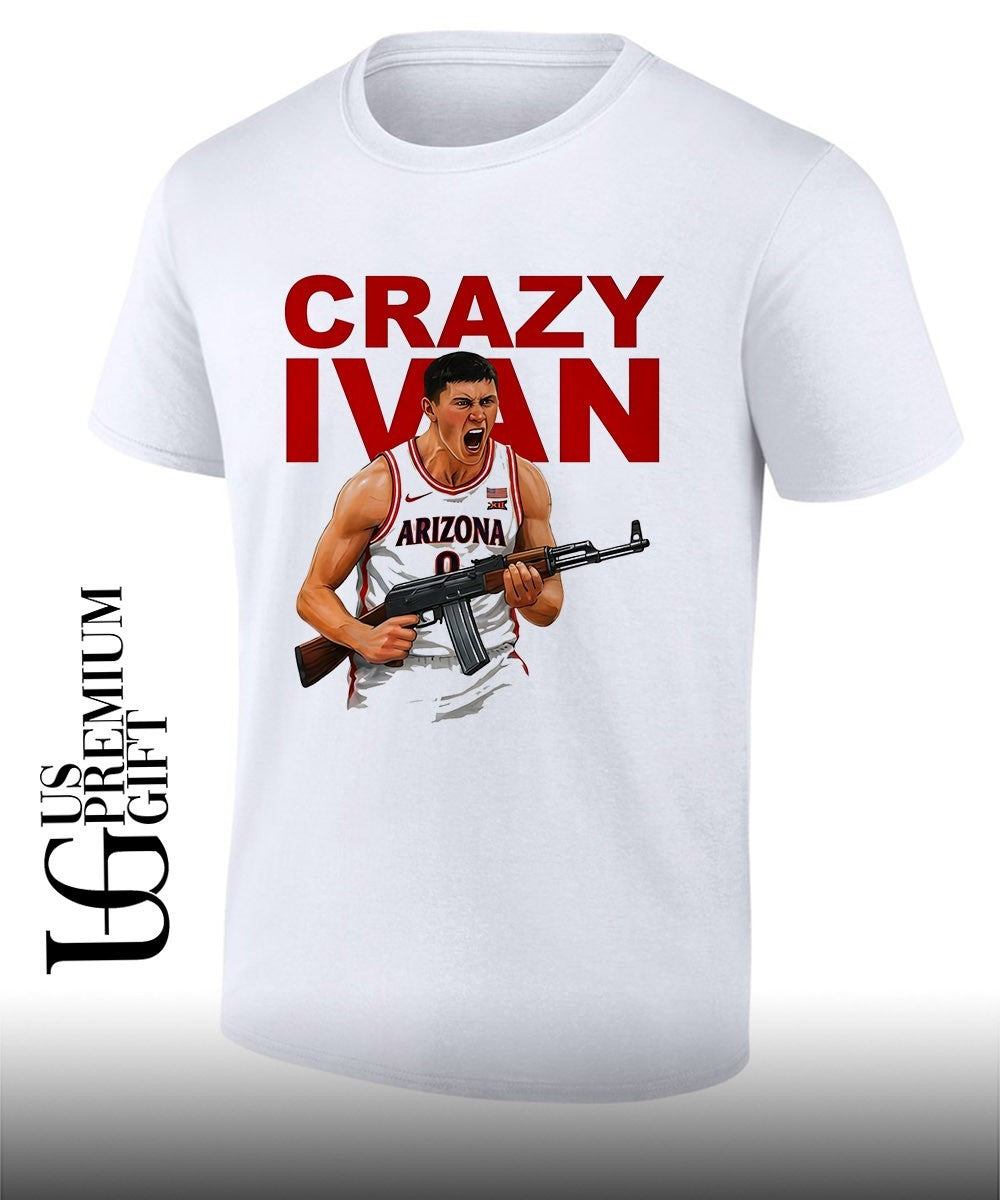 Crazy Ivan Kharchenkov scream Arizona Wildcats basketball shirt