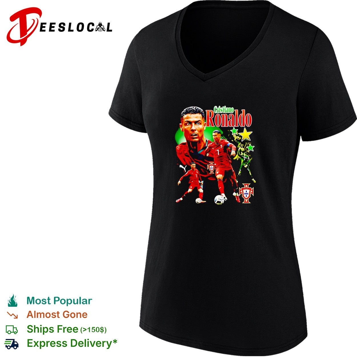 Cristiano Ronaldo Portugal football portrait vintage shirt