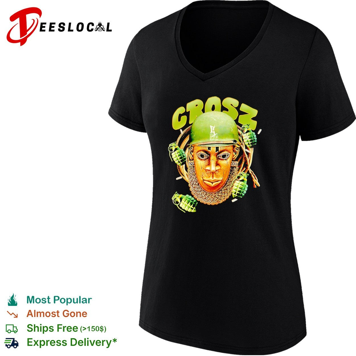 Crosz Golden Mask Military Helmet Grenades shirt