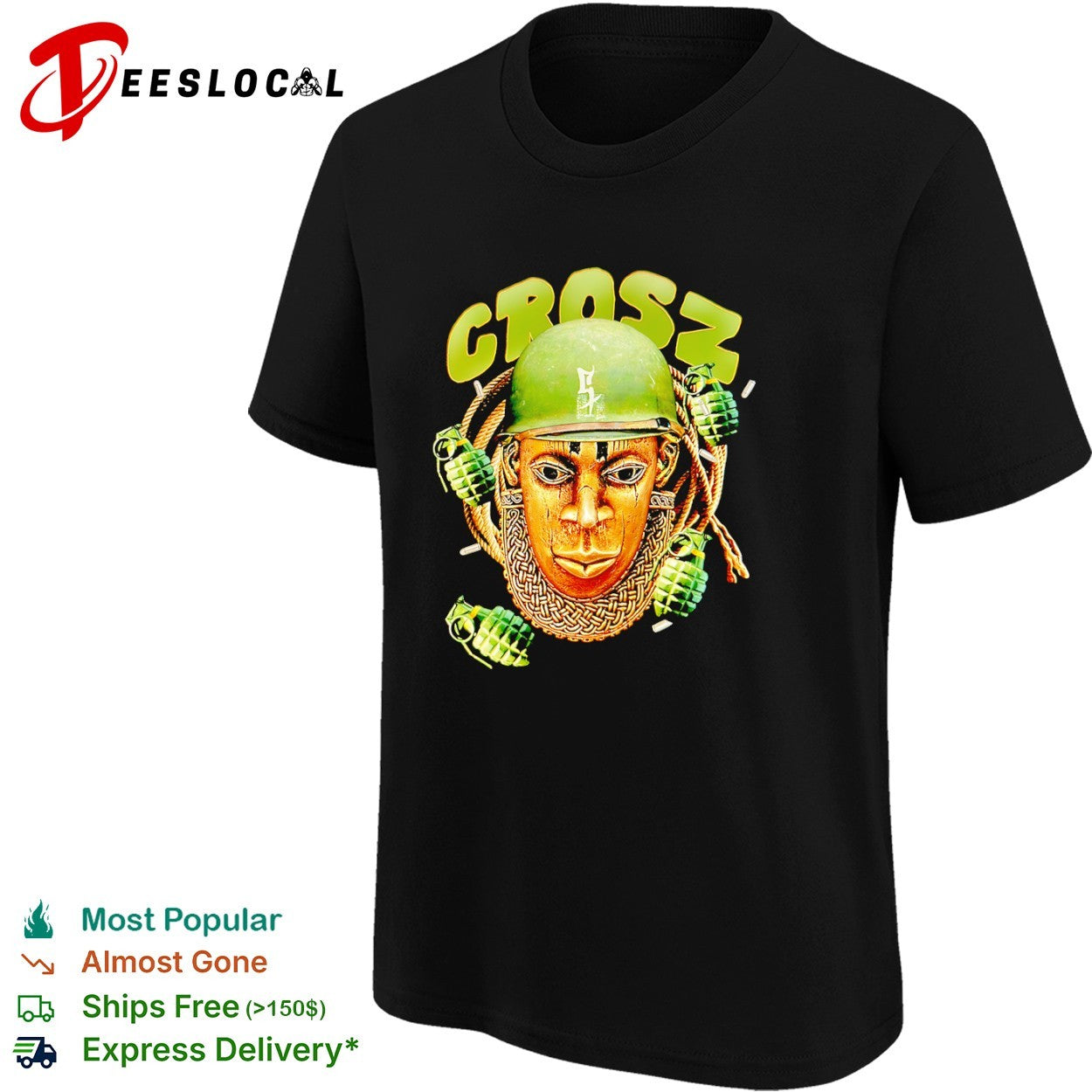 Crosz Golden Mask Military Helmet Grenades shirt