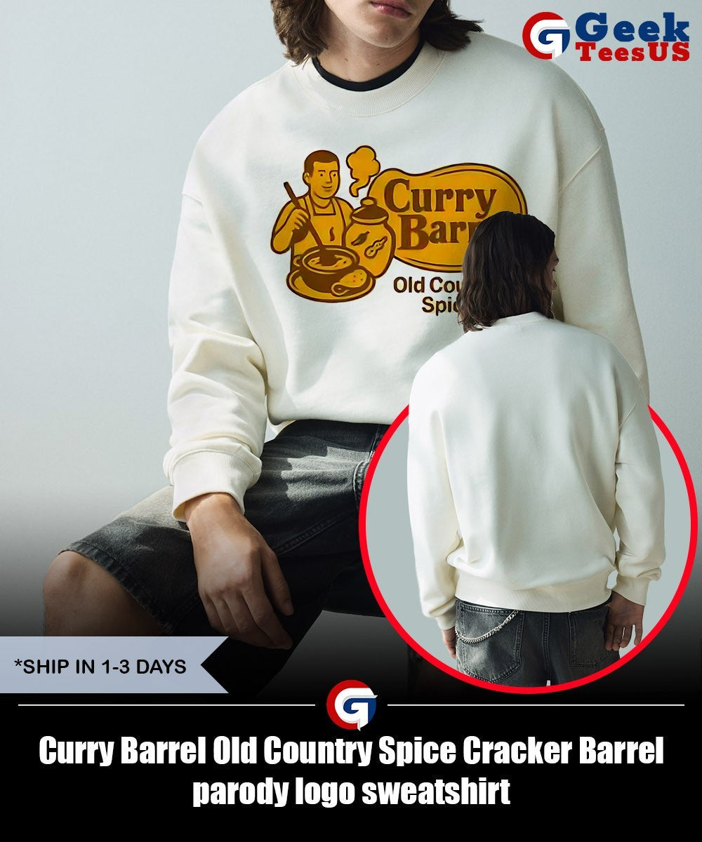 Curry Barrel Old Country Spice Cracker Barrel parody logo shirt
