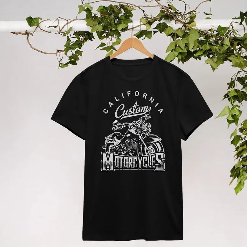 Custom Motorcycle Printed T-shirts, Motorcyclist T-shirt, Trendy T-shirt, Gift for Biker, Bike Design Tee, Gift for Boyfriend, Gift for Her