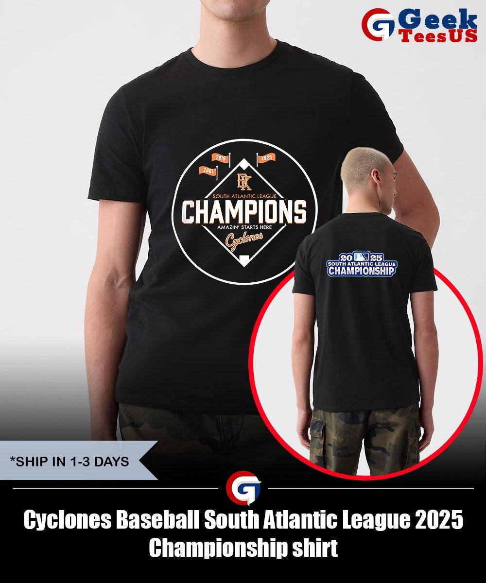 Cyclones Baseball South Atlantic League 2025 Championship shirt