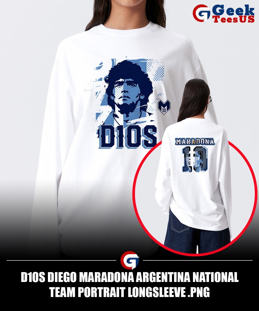 D10S Diego Maradona Argentina National Team portrait shirt
