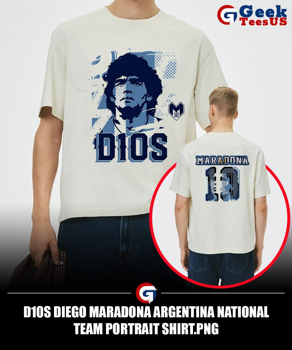 D10S Diego Maradona Argentina National Team portrait shirt