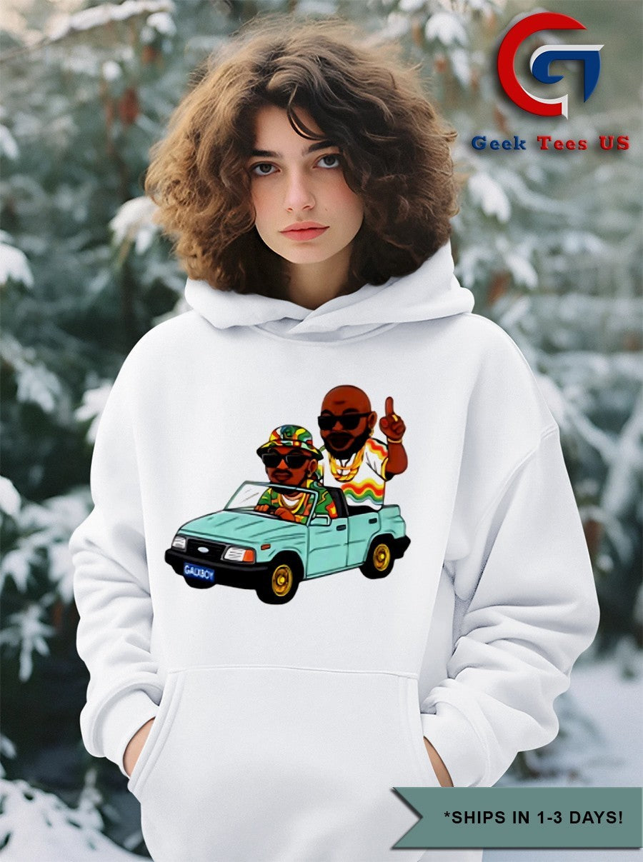 DJ Maphorisa and Kabza de Small driving car cartoon shirt