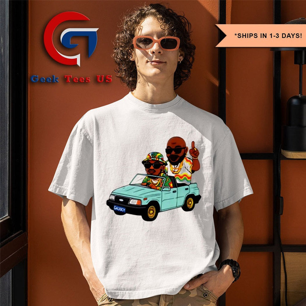 DJ Maphorisa and Kabza de Small driving car cartoon shirt