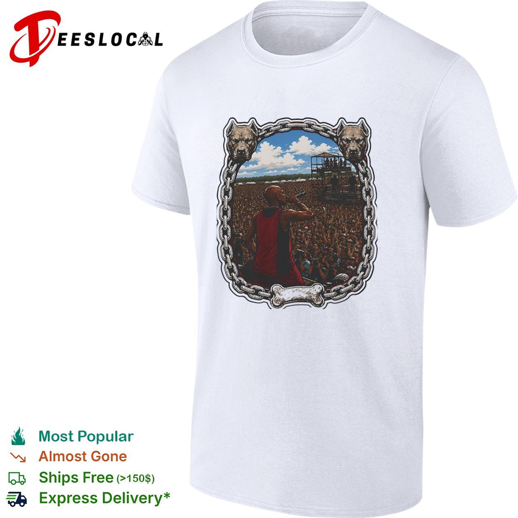 DMX Concert Performance with Pitbulls Chain Frame shirt