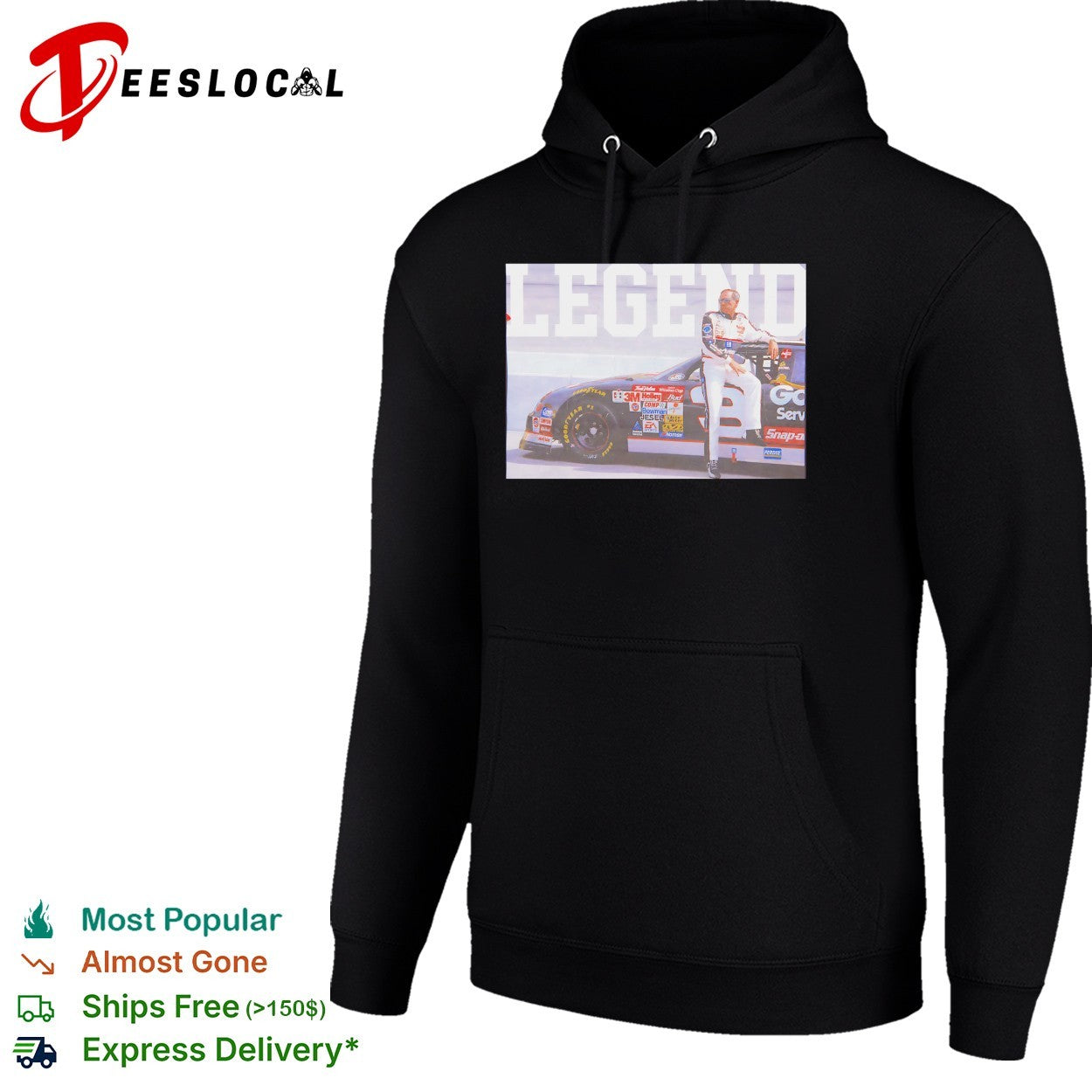 Dale Earnhardt legend NASCAR sitting on car shirt