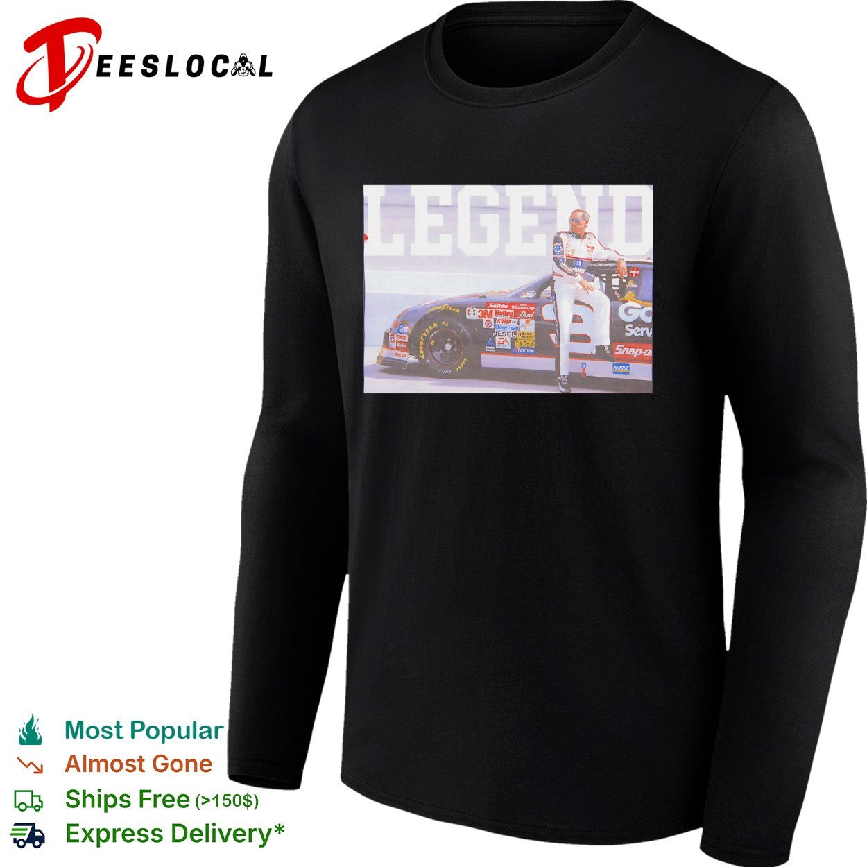 Dale Earnhardt legend NASCAR sitting on car shirt