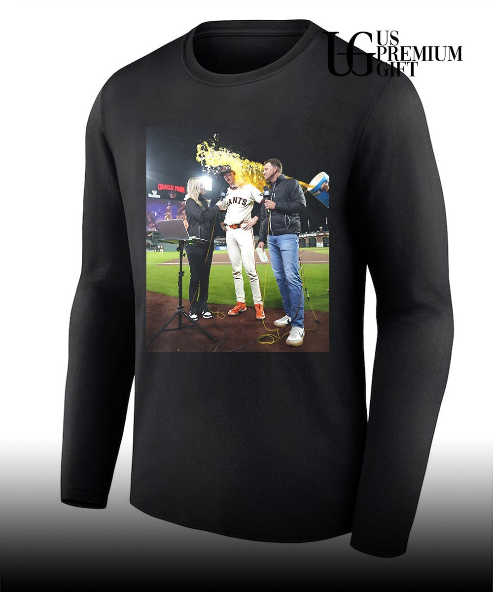Daniel Susac San Francisco Giants baseball have water thrown celebration shirt