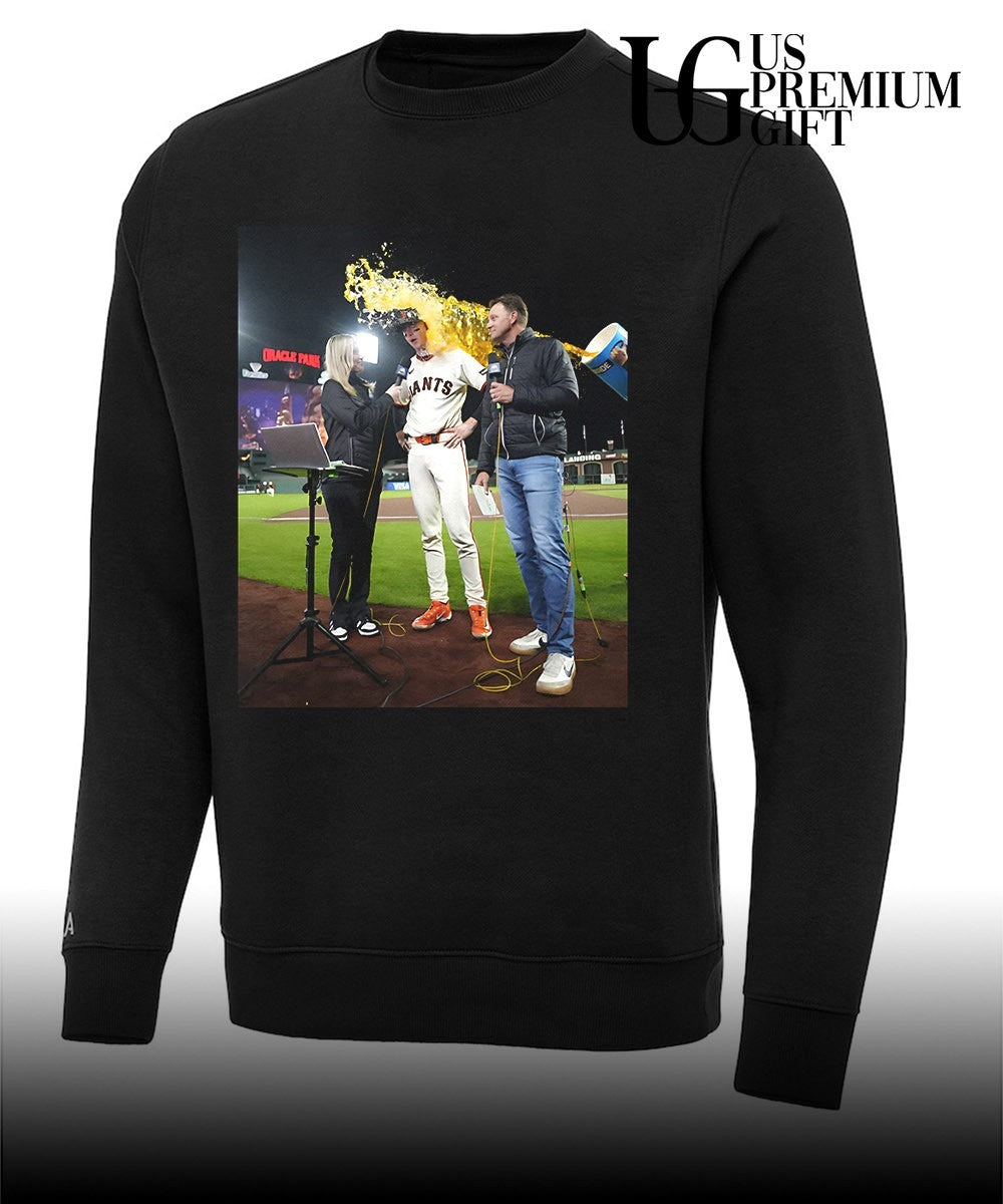 Daniel Susac San Francisco Giants baseball have water thrown celebration shirt