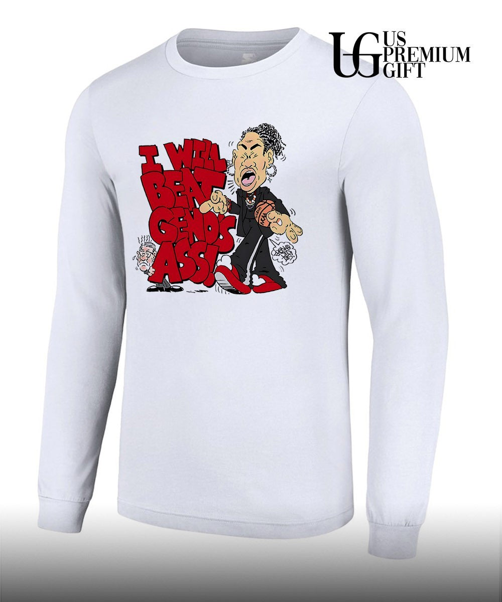 Dawn Staley scream I will beat Geno’s ass Geno Auriemma caricature shirt