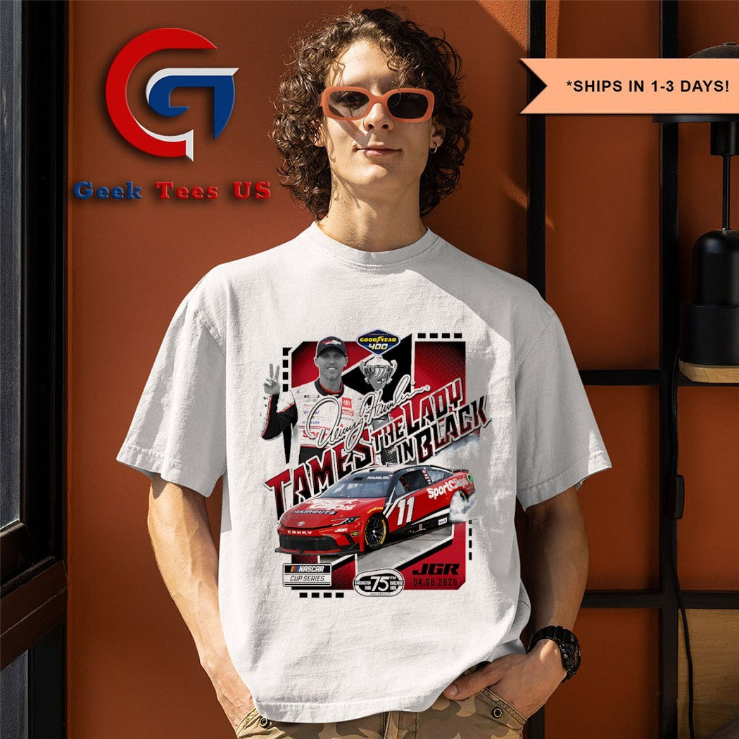 Denny Hamlin Tames the Lady in Black 2025 Goodyear 400 Race Winner graphic shirt
