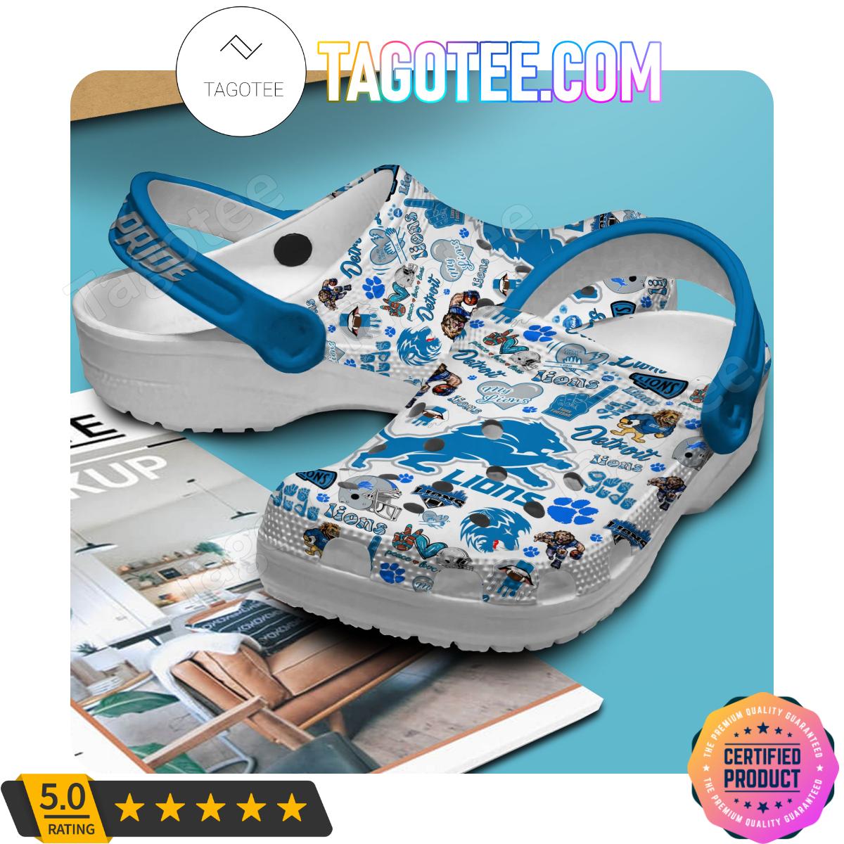 Detroit Lions One Pride Football Crocs Clogs