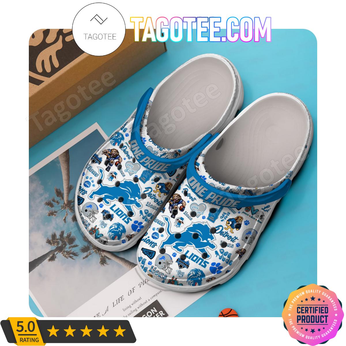 Detroit Lions One Pride Football Crocs Clogs