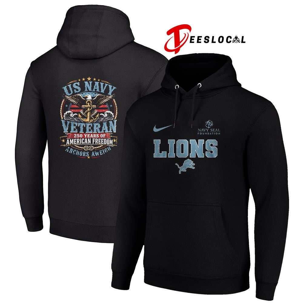 Detroit Lions US Navy seal foundation 250 years of American freedom anchors aweigh shirt
