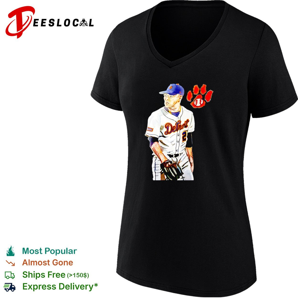 Detroit Tigers Number 2 Baseball Player shirt