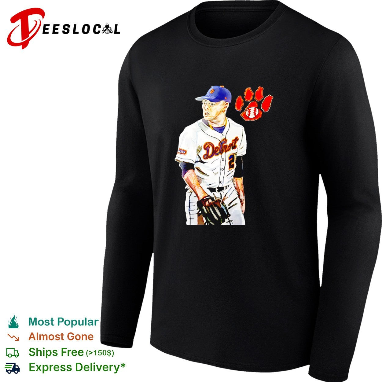 Detroit Tigers Number 2 Baseball Player shirt