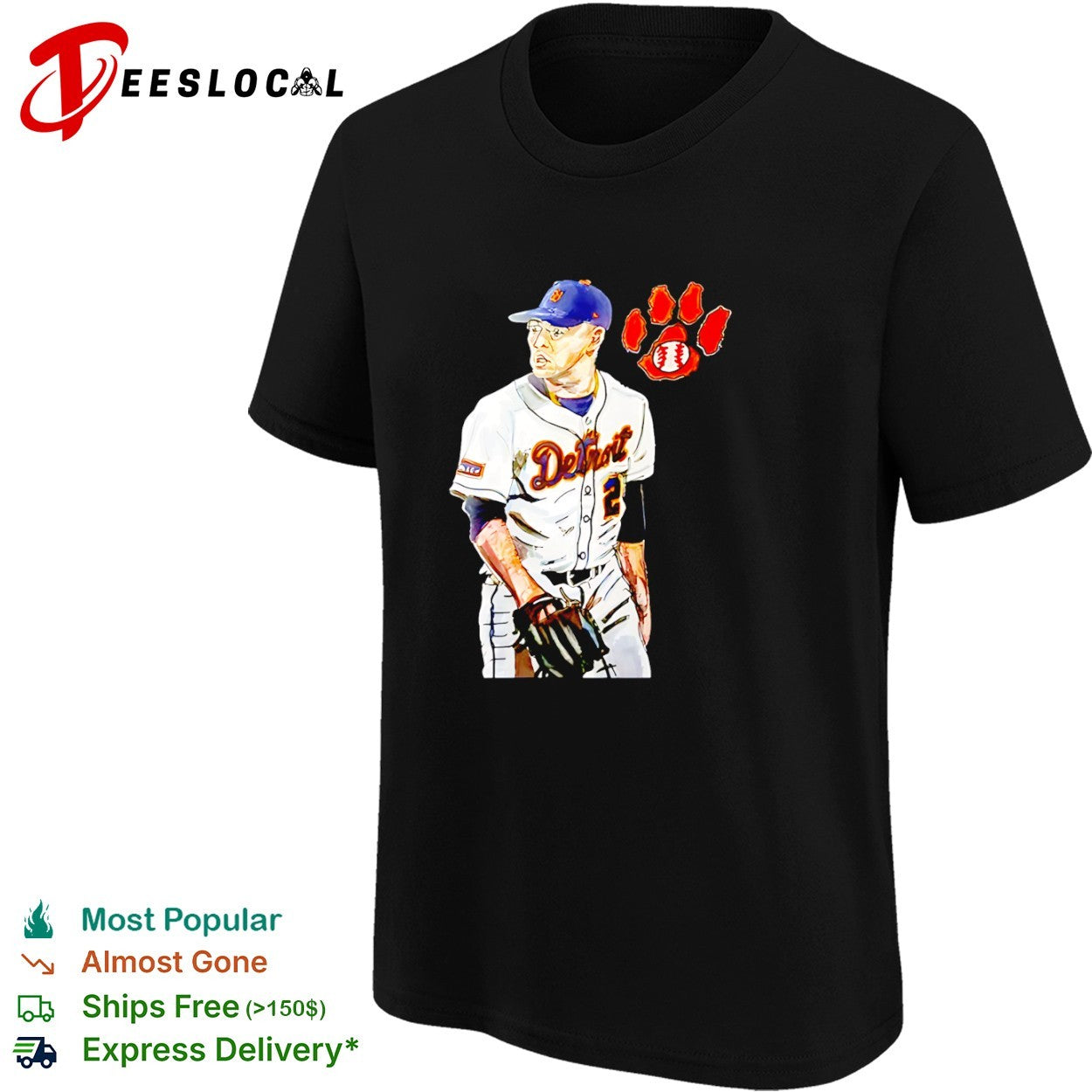Detroit Tigers Number 2 Baseball Player shirt