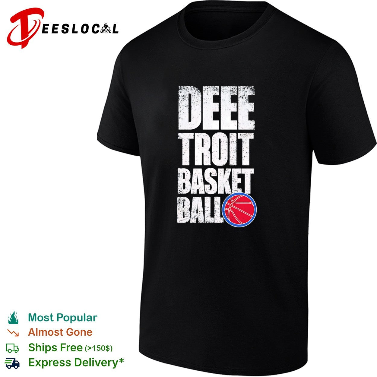Distressed Deee-Troit Basketball Logo Detroit Pistons shirt