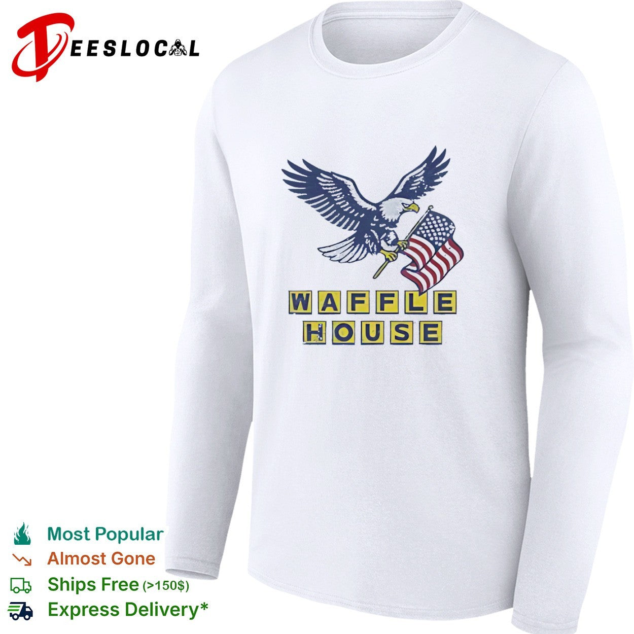 Distressed Waffle House Eagle with American Flag shirt