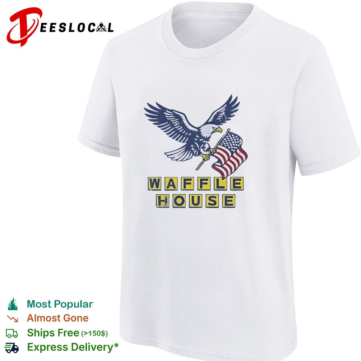 Distressed Waffle House Eagle with American Flag shirt