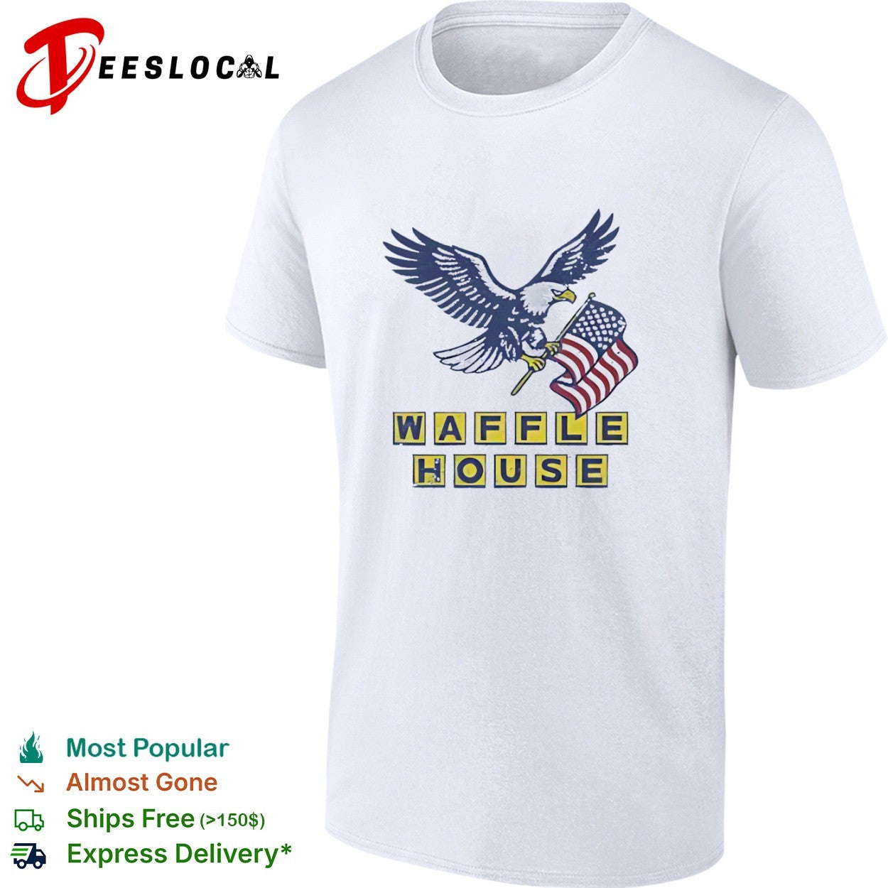 Distressed Waffle House Eagle with American Flag shirt