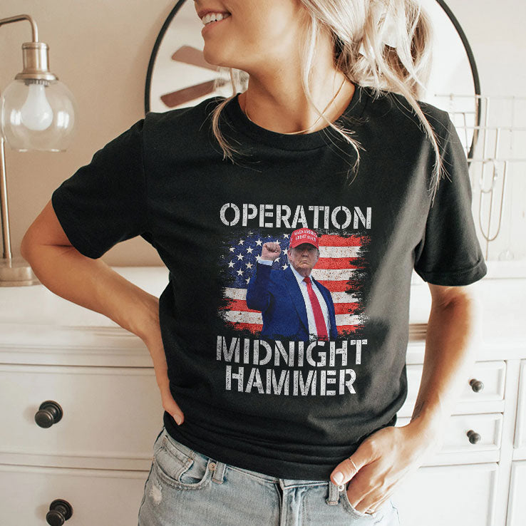 Donald Trump Operation Midnight Hammer USA Flag T Shirt