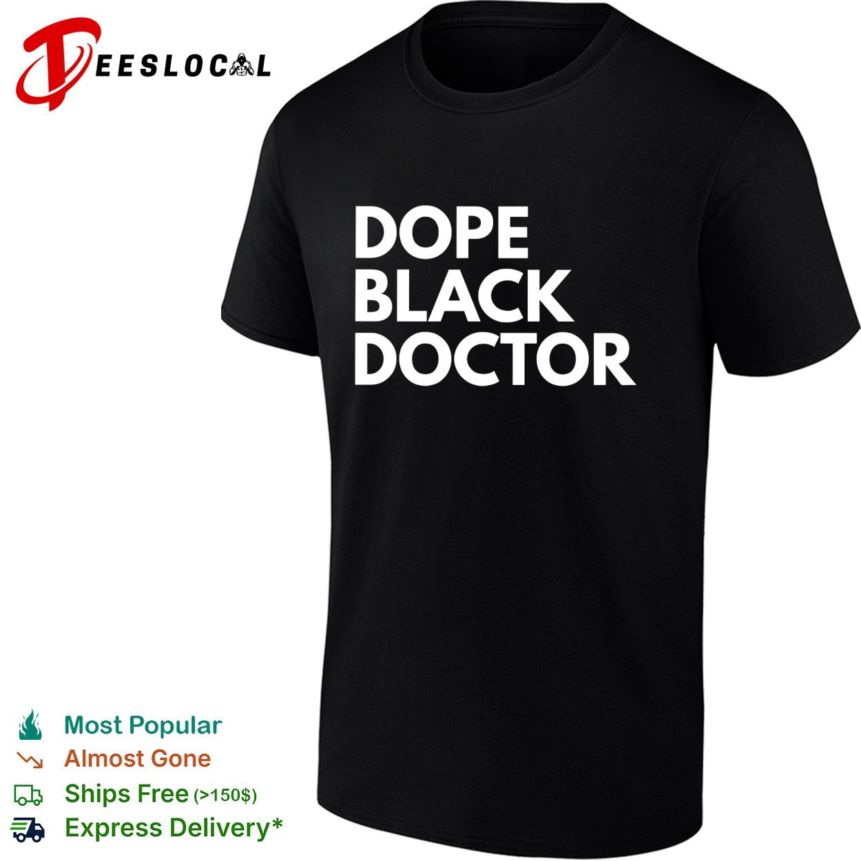 Dope black doctor bold stacked statement quote typography medical pride shirt
