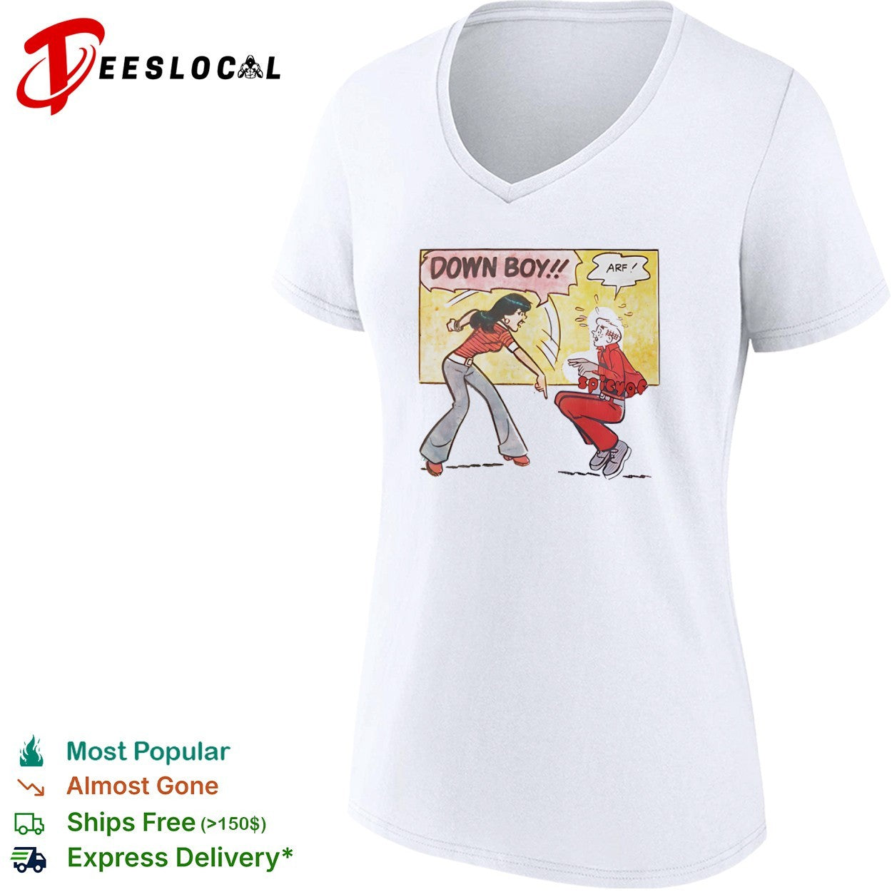 Down Boy Arf Comic Style retro cartoon shirt