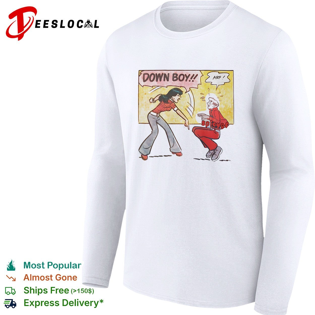 Down Boy Arf Comic Style retro cartoon shirt