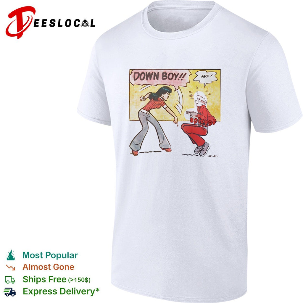 Down Boy Arf Comic Style retro cartoon shirt