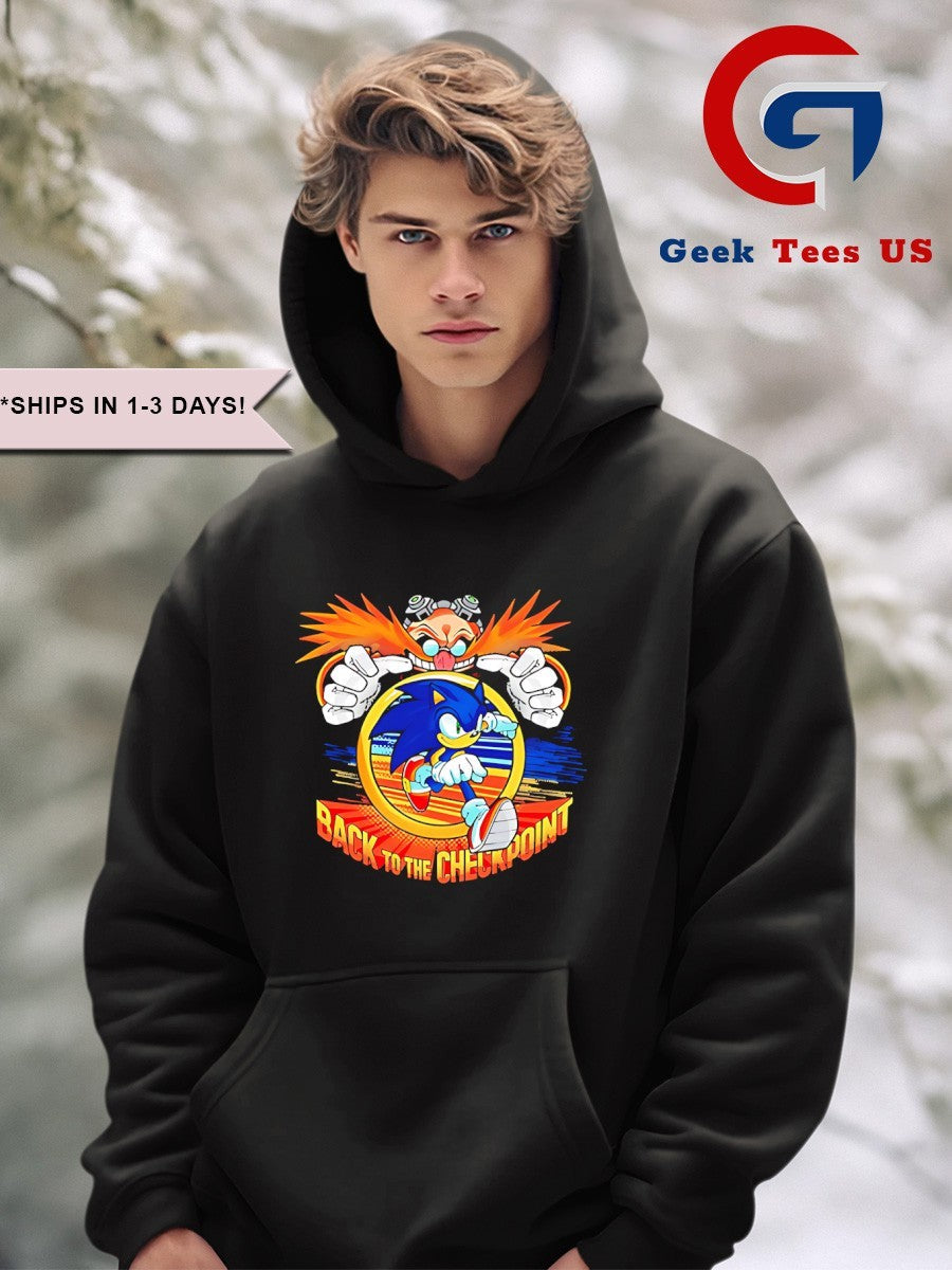Dr Eggman back to the checkpoint cartoon shirt