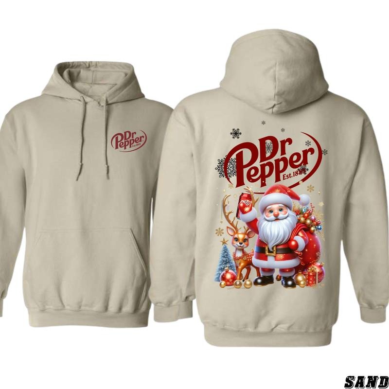 Dr Pepper Christmas Hoodie - Festive Santa and Reindeer Design, tiktok shop, Unisex Sweatshirt for Cozy Seasonal Style - Sweatshirts, Menswear