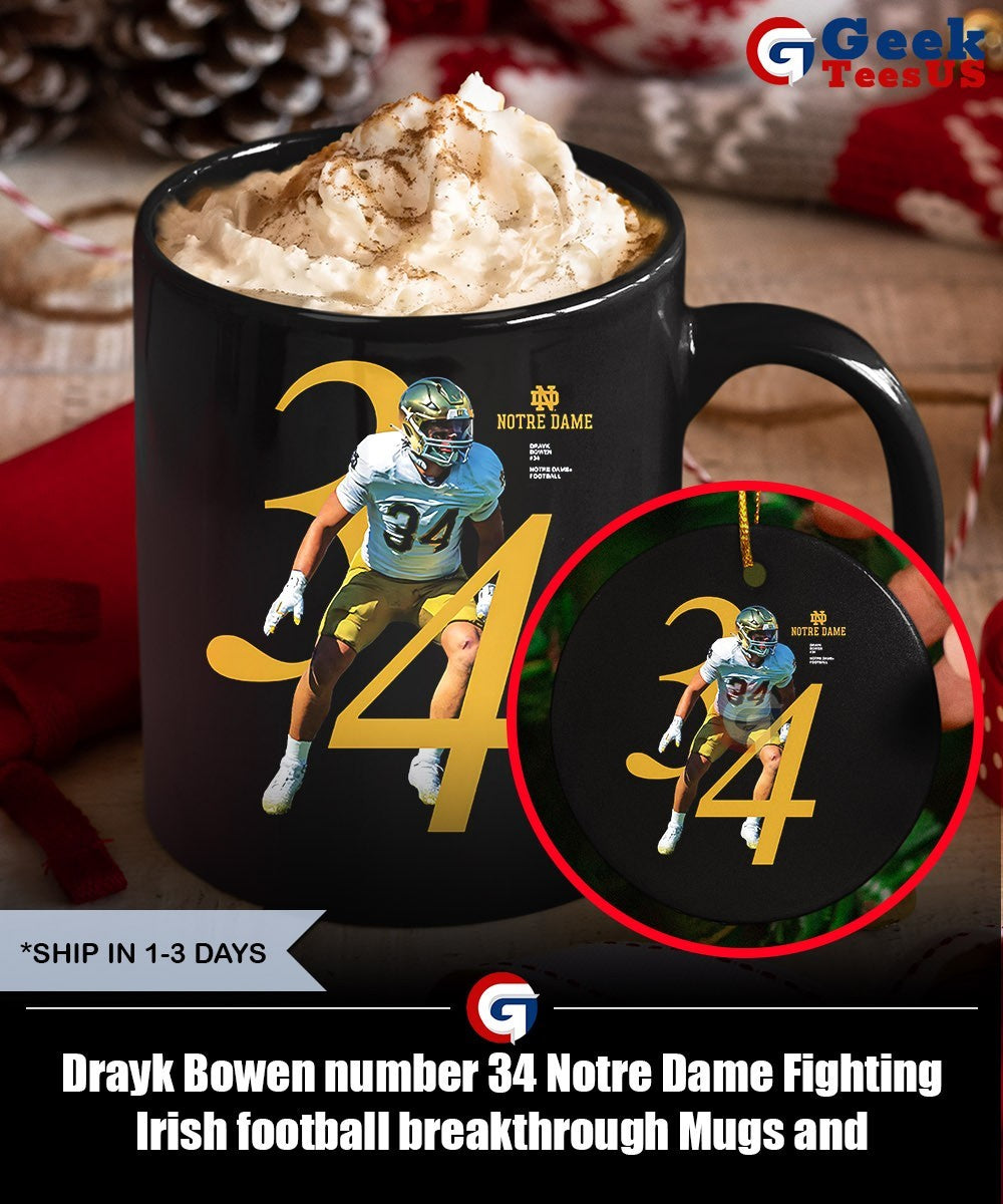 Drayk Bowen number 34 Notre Dame Fighting Irish football breakthrough shirt