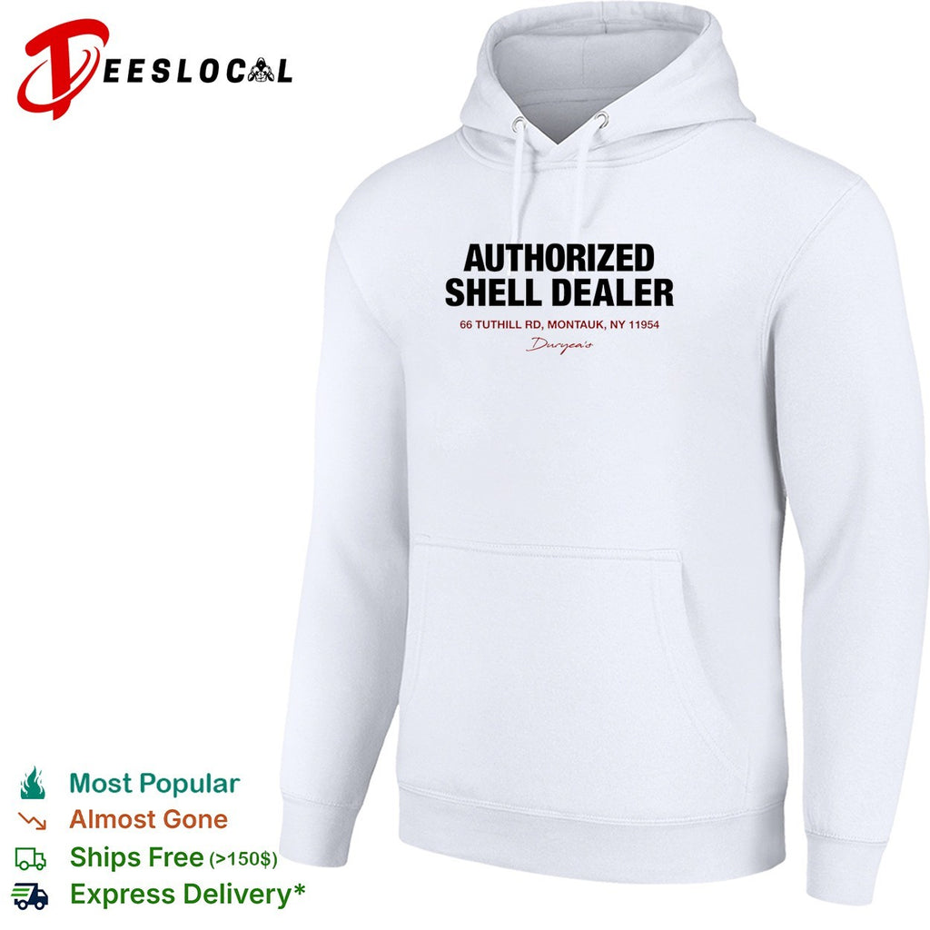 Duryea’s authorized shell dealer sign 66 Tuthill Road Montauk New York shirt