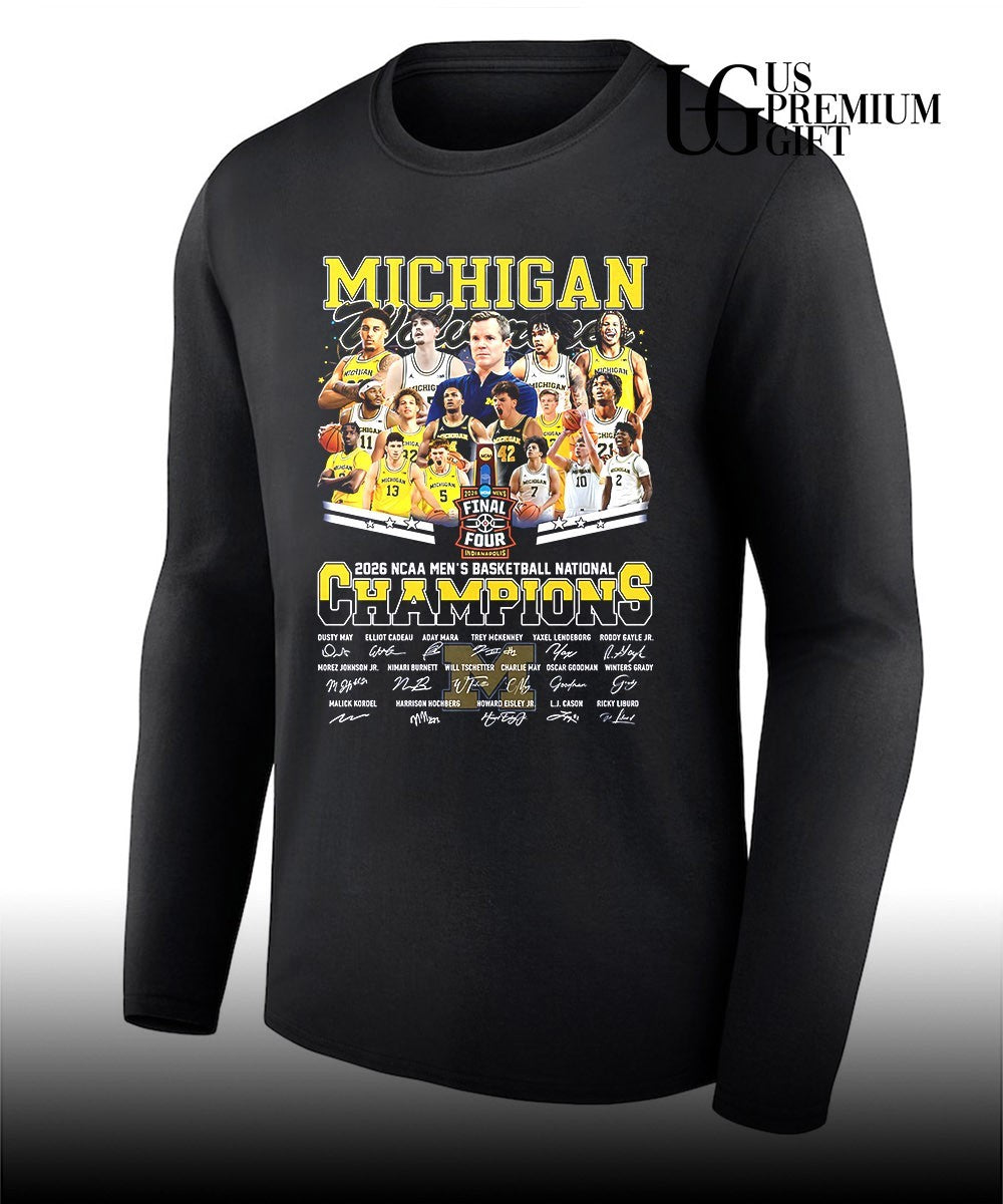 Dusty May Coach and Michigan Wolverines 2026 NCAA Men’s Basketball National Champions signature shirt