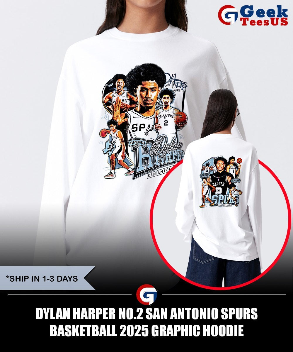 Dylan Harper No.2 San Antonio Spurs basketball 2025 graphic T-shirt