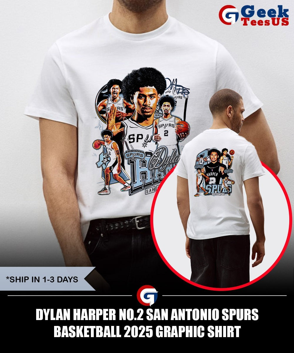 Dylan Harper No.2 San Antonio Spurs basketball 2025 graphic T-shirt