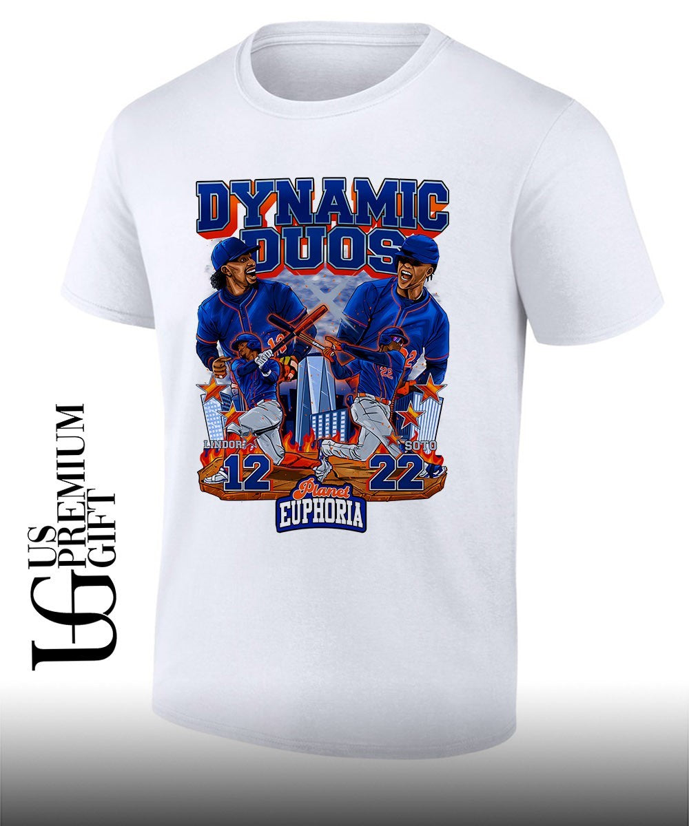 Dynamic Duos Francisco Lindor and Juan Soto New York Mets baseball Planet Euphoria graphic shirt
