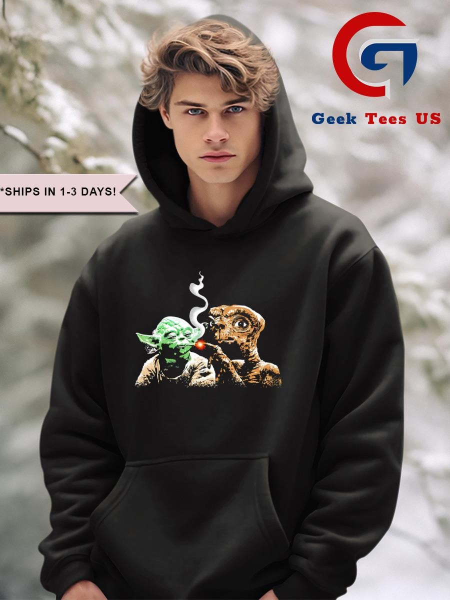 E.T. lights a cigarette for Yoda shirt