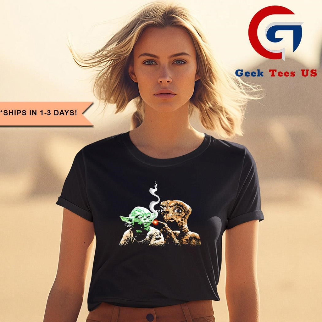E.T. lights a cigarette for Yoda shirt