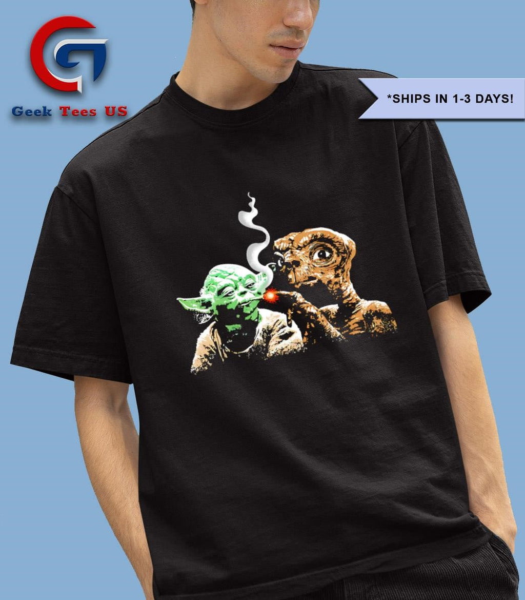 E.T. lights a cigarette for Yoda shirt