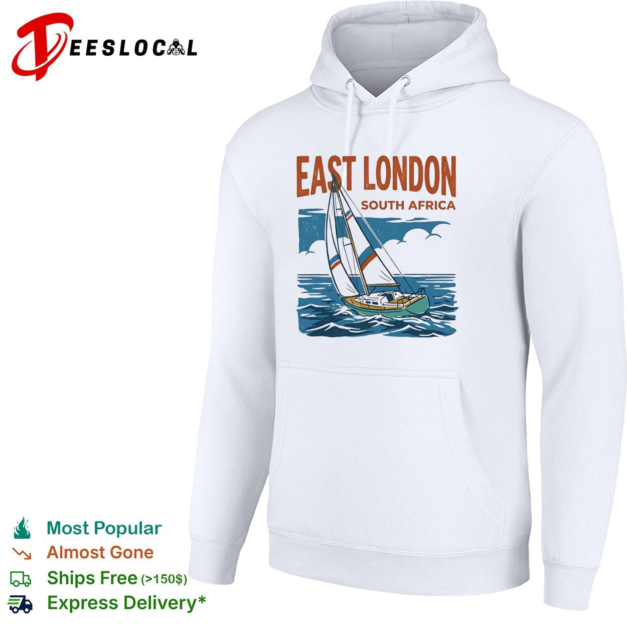 East London South Africa sailboat sailing across ocean waves with clouds shirt