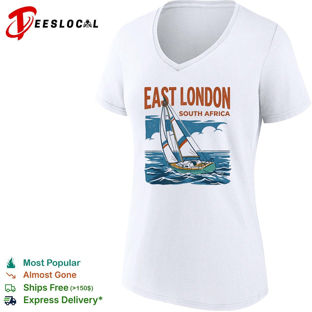East London South Africa sailboat sailing across ocean waves with clouds shirt