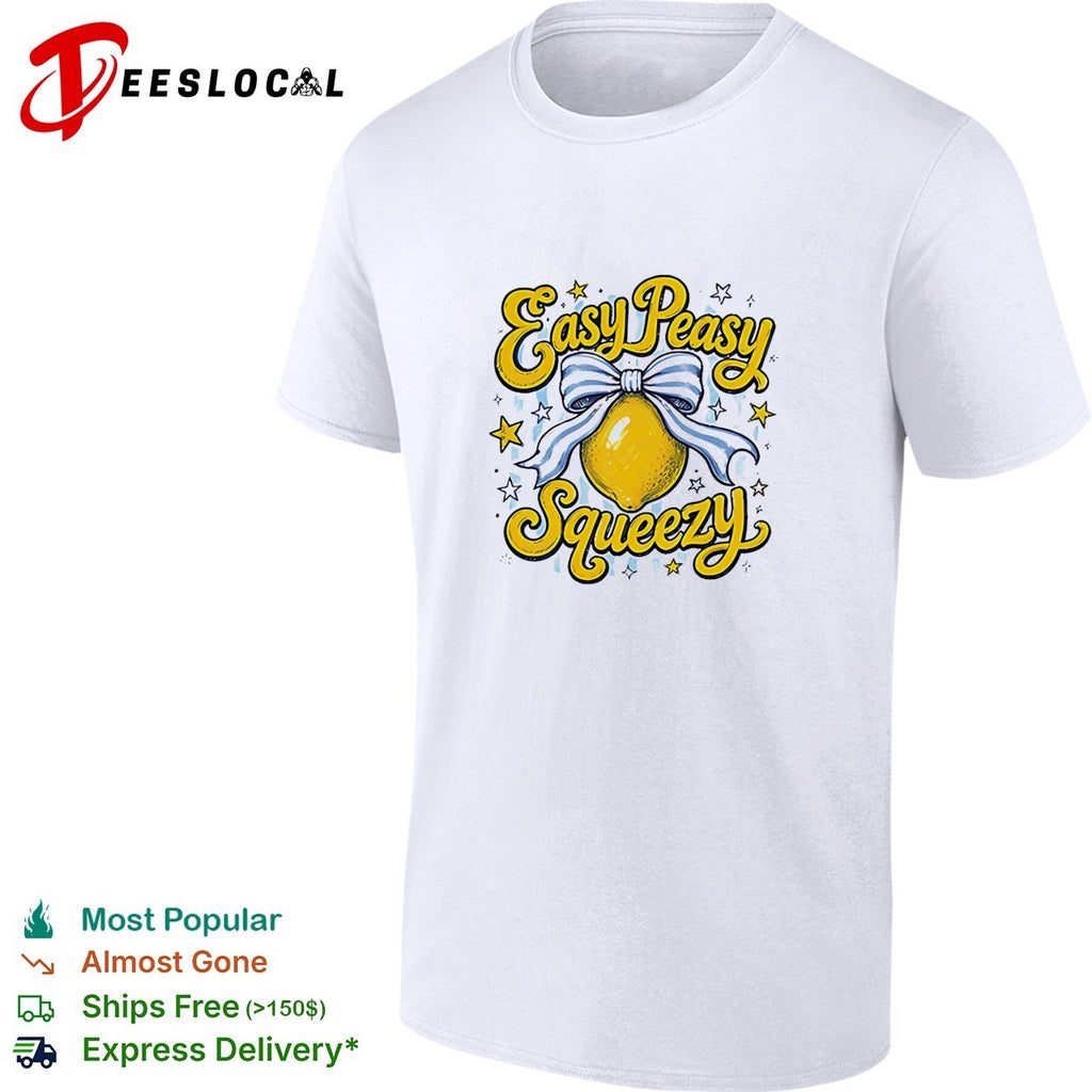 Easy peasy squeezy lemon wrapped in bow with sparkling stars lettering shirt