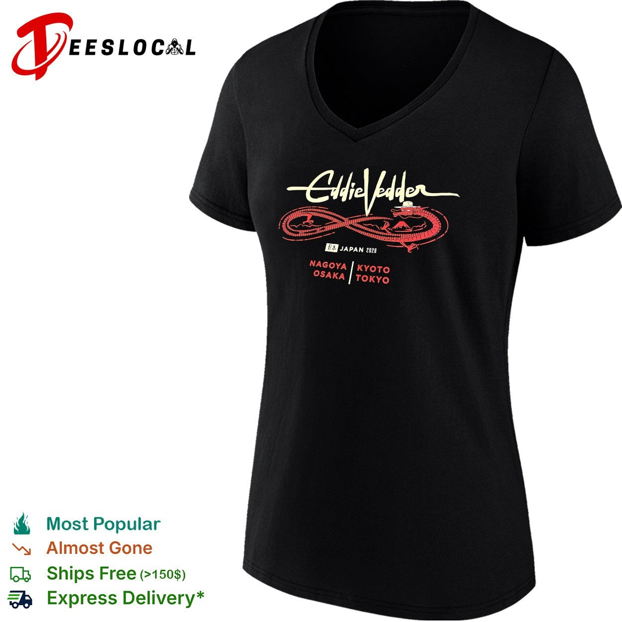 Eddie Vedder Japan 2026 tour dragon Nagoya Osaka Kyoto Tokyo shirt